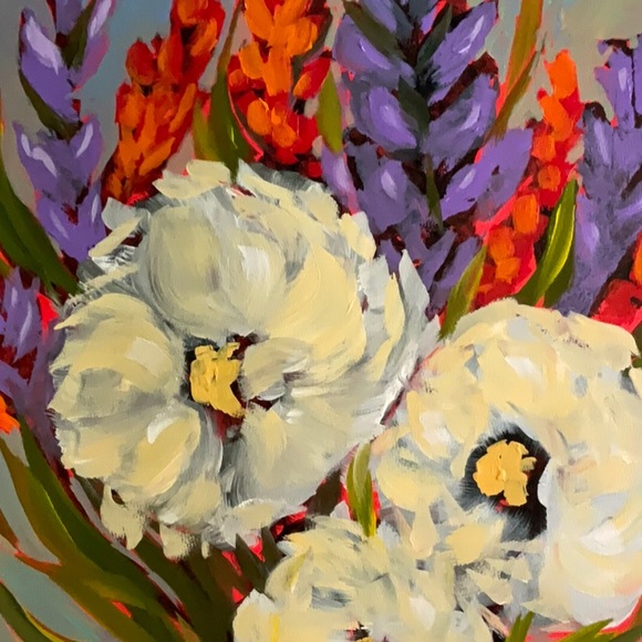 Acrylic Original Floral Painting  Fashion Wall Decor Whispers of Spring Flowers - Picture 6 of 7